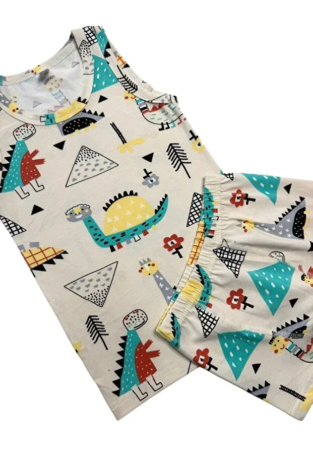 Детский комплект нижнего белья для мальчиков хлопковый Dinosaurs Patterned Elmas Kids, Beige — фото 3