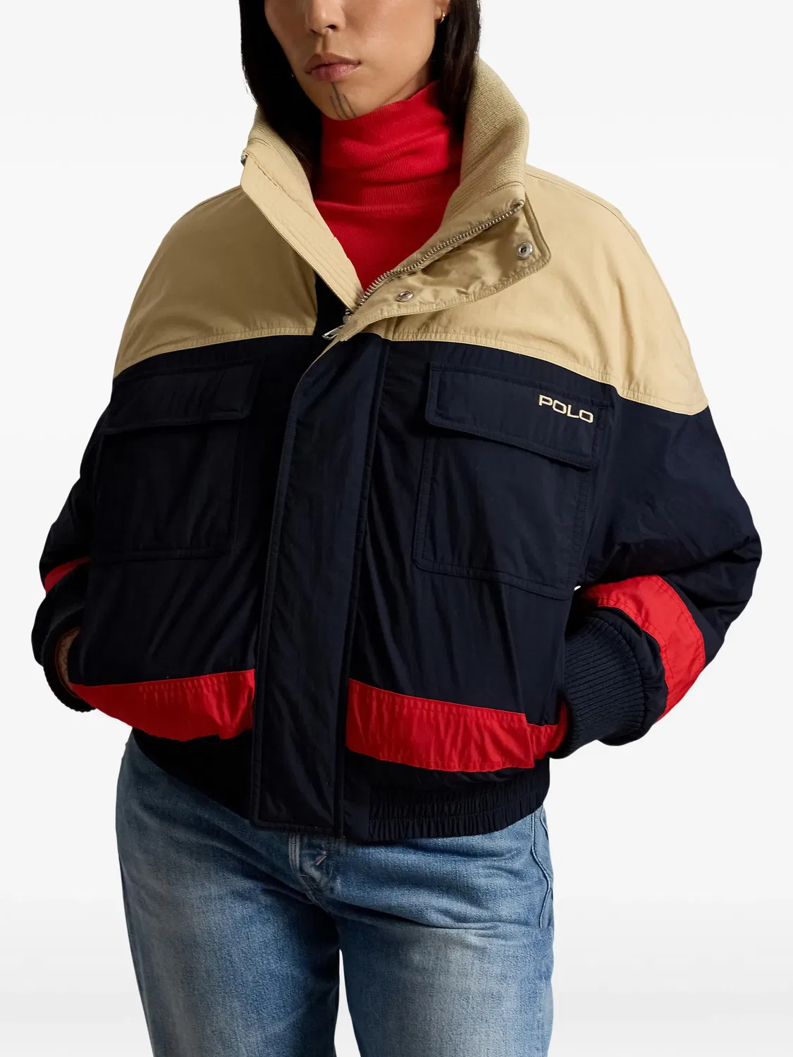 Лыжная куртка синяя комбинированная Polo Ralph Lauren, синий — фото 4