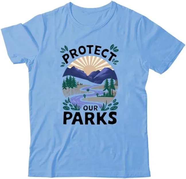 Мужская футболка с принтом Protect Our Parks, Sky Blue