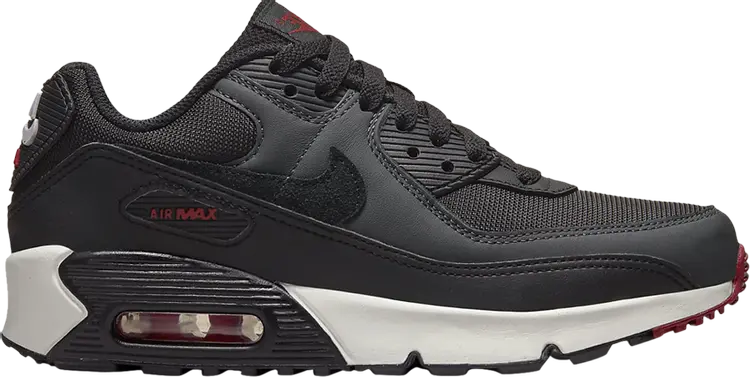 

Кроссовки Nike Air Max 90 Leather GS 'Anthracite Team Red', черный