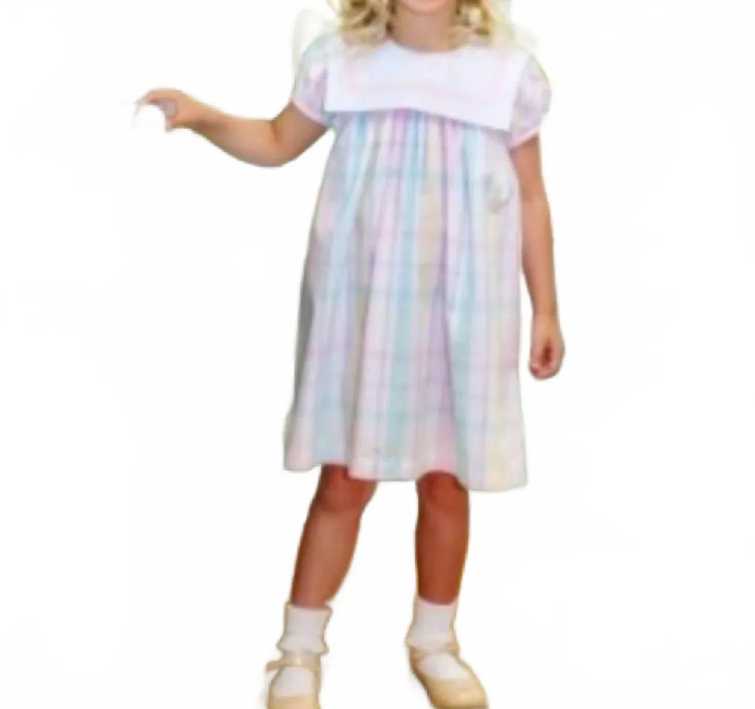Детское платье для девочек с квадратным вырезом Stewart's Square Collar Dress The Beaufort Bonnet Company, Pink / White