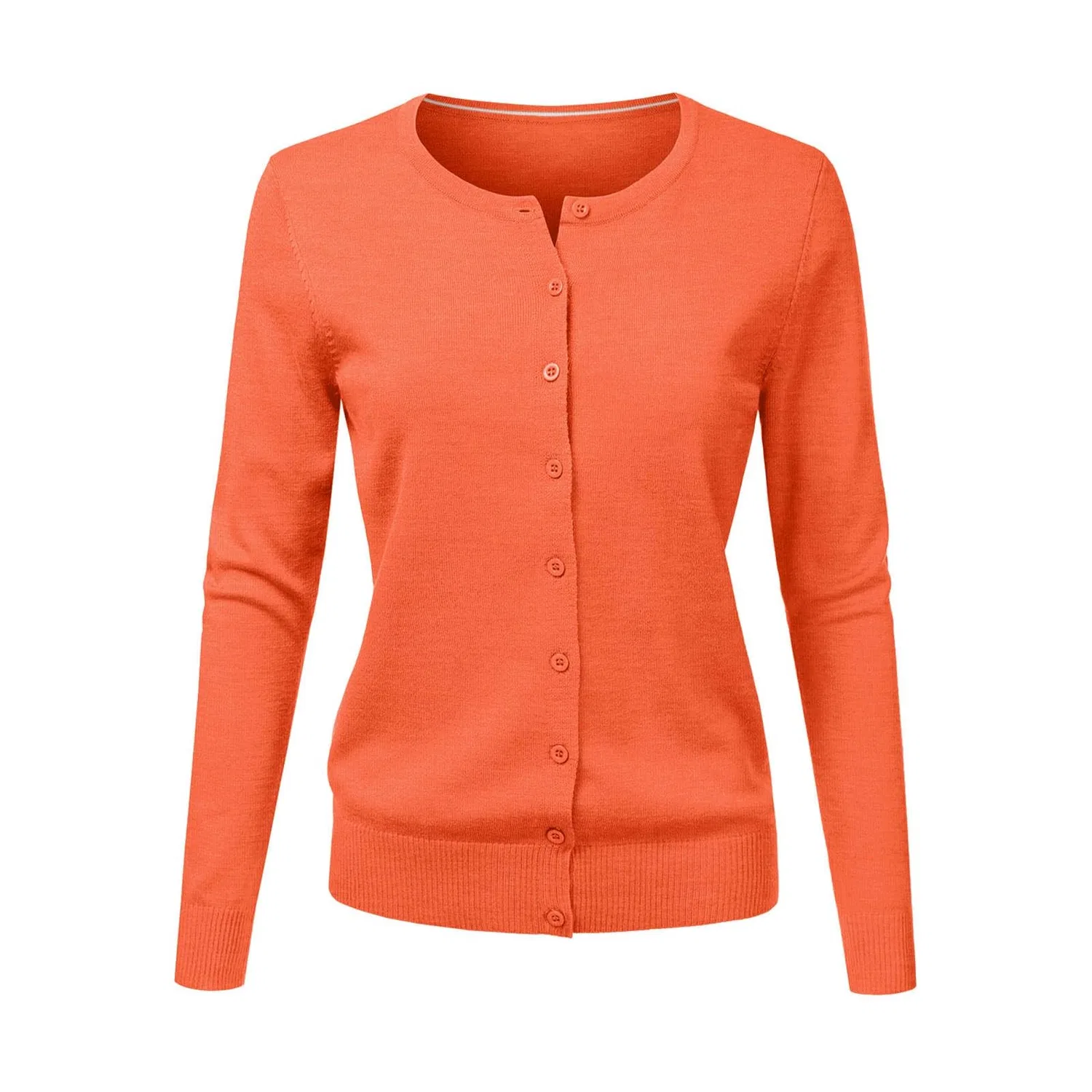 Женский легкий кардиган с длинным рукавом, однотонный, Colour: Orange