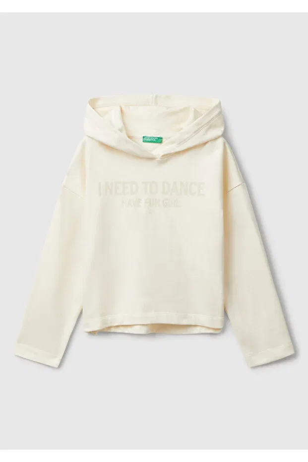 Детское худи для девочек хлопковое United Colors Of Benetton, Ecru