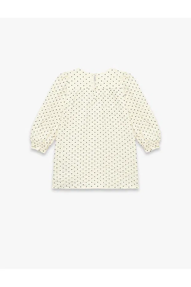 Детское для девочек платье с длинным рукавом Koton, Ecru Patterned — фото 3