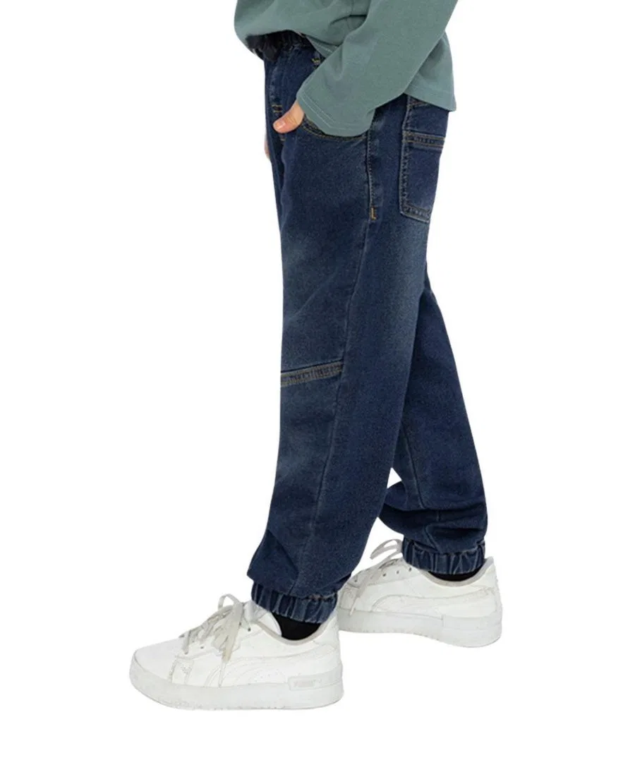 Детские джоггеры из денима с футером Deux par Deux, Navy Blue Denim — фото 3