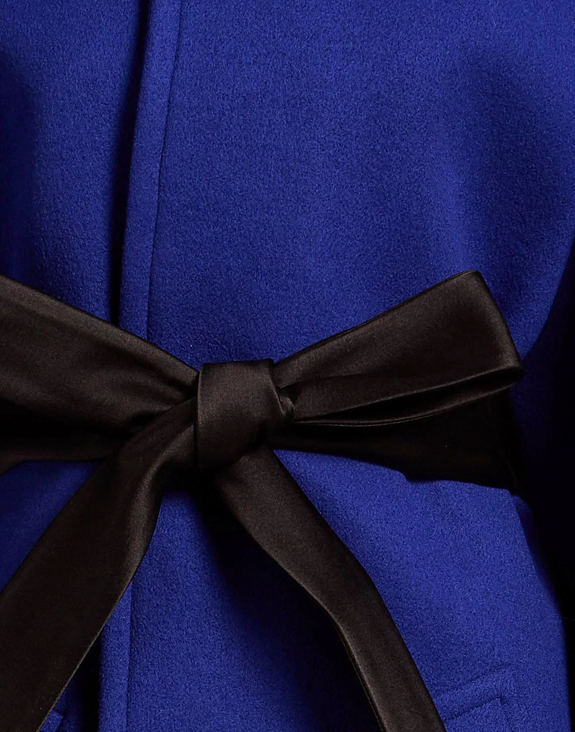 Женское пальто с поясом шерстяное однобортное Saint Laurent, синий — фото 4
