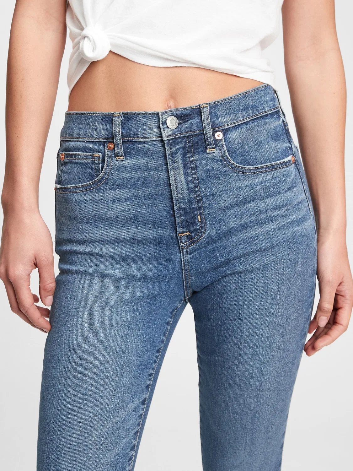 Джинсы скинни с высокой посадкой, True Skinny Gap, средний индиго — фото 3