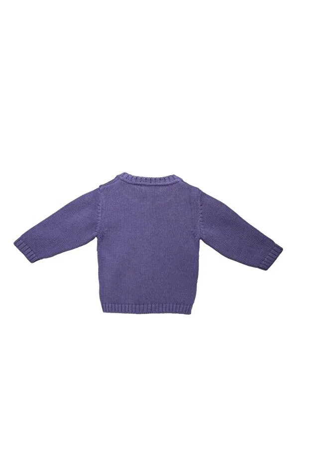 Детский кардиган органический с текстурой L L Louiou Baby Gifts, Petrol Blue — фото 3