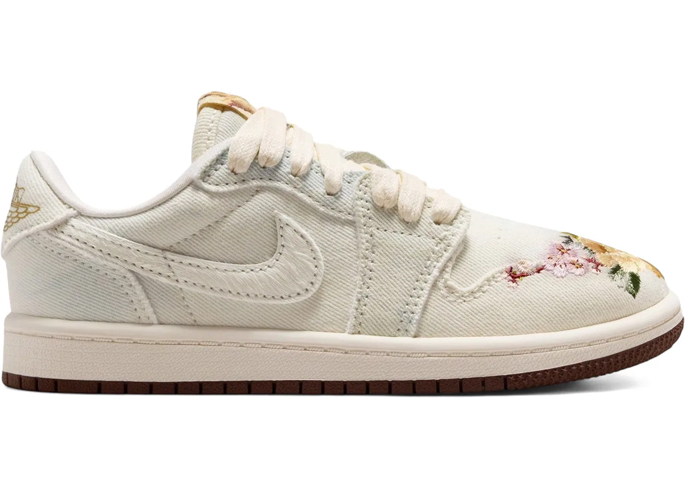 Детские кроссовки Lifestyle с принтом Jordan 1 Retro Low OG Jordan, Football Grey/Sail/Sail/Light Chocolate/Metallic Gold