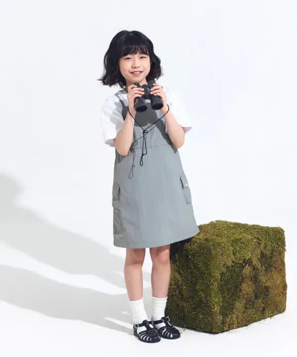 Платье без рукавов с тасланом, Snowpeak Apparel Kids, серо-мятный