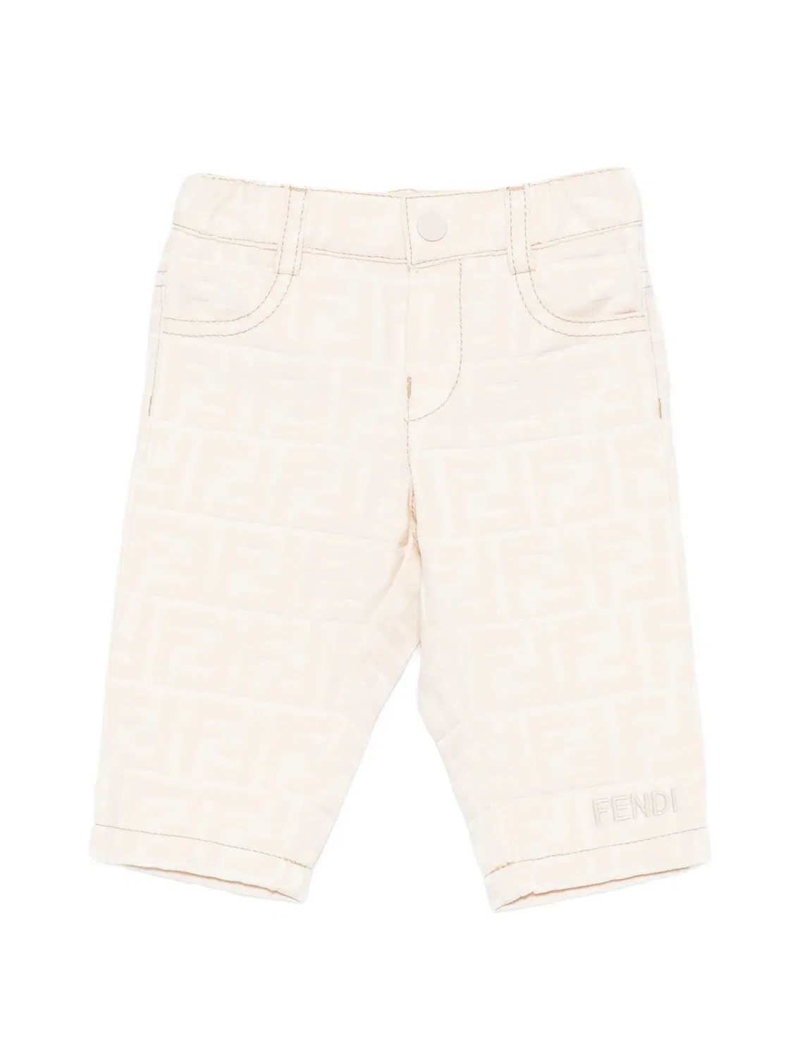 Брюки с тисненым логотипом FF Fendi Kids, нейтральные цвета