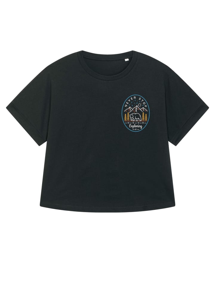 

Wat Apparel Футболка «Никогда не переставай исследовать» черного цвета, Черный, Wat Apparel Футболка «Никогда не переставай исследовать» черного цвета