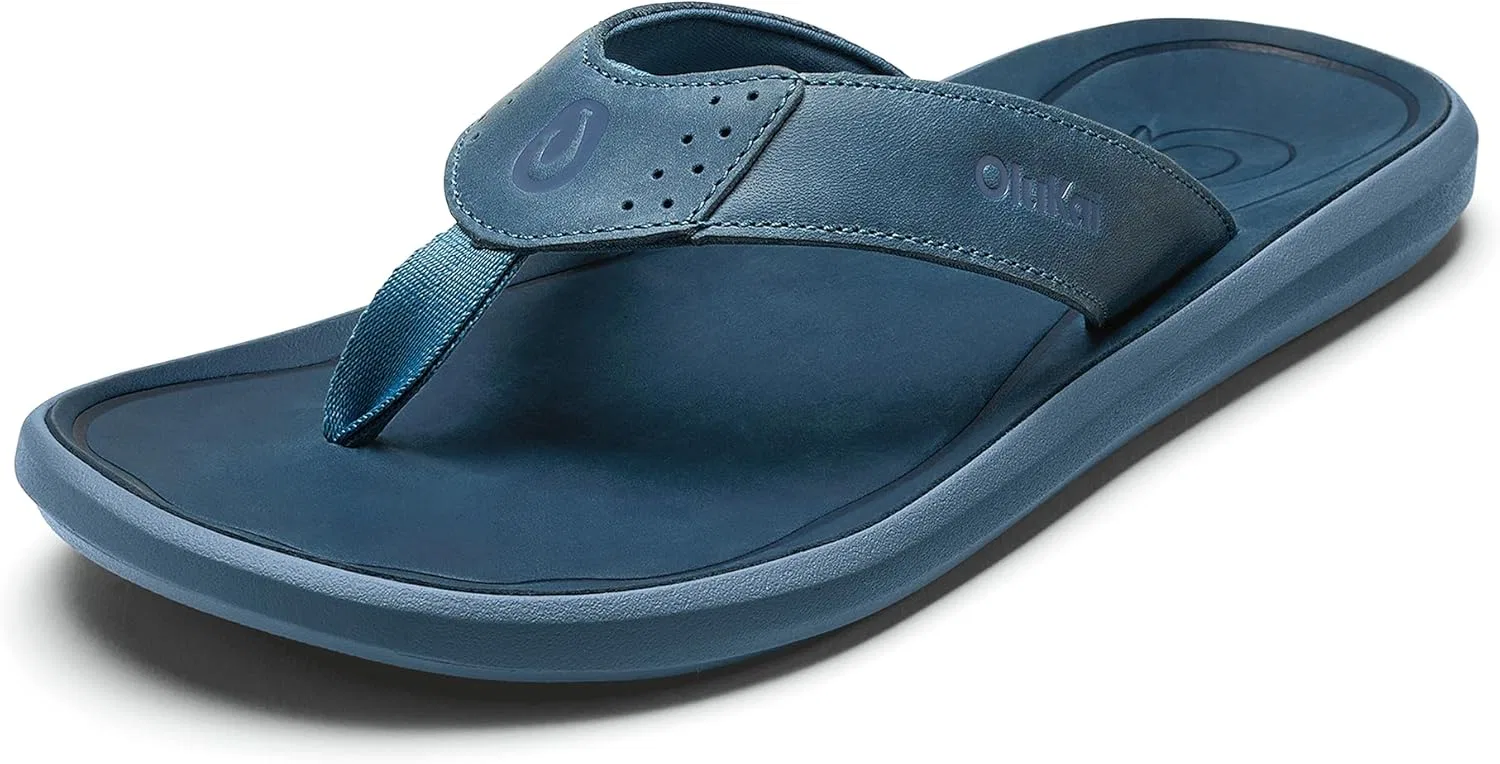 Сандалии мужские из кожи, водонепроницаемые, с поддержкой стопы, OLUKAI, Blue Fog/Coastal Blue