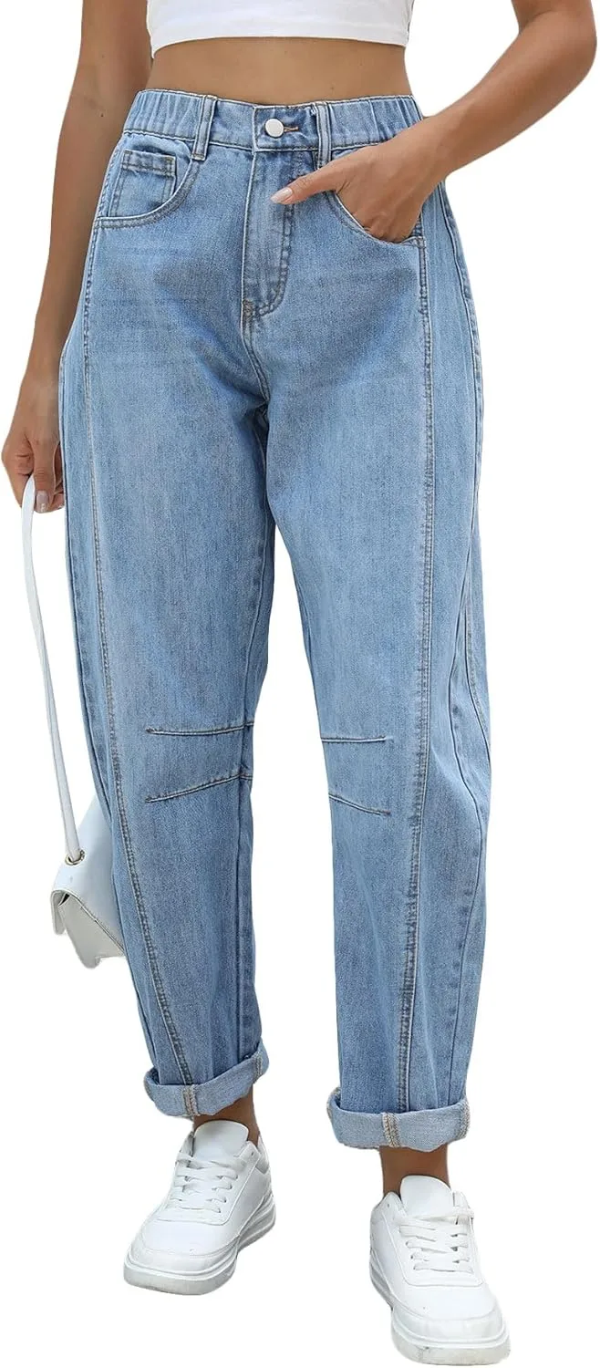 

Kedera Women Barrel Jeans Casual Denim Pants 2025 Loose Wide Leg