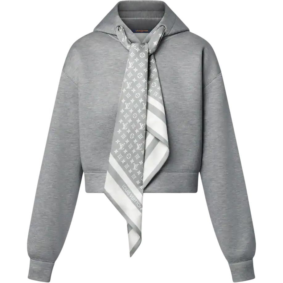 

Укороченная толстовка с капюшоном и монограммой Louis Vuitton, светлый серый