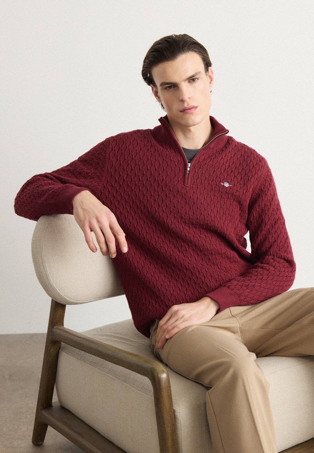 

Джемпер TEXTURED HALF ZIP GANT, винно-красный
