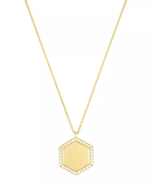 

Ожерелье с регулируемой подвеской в форме шестиугольника из кубического циркония Adornia, gold