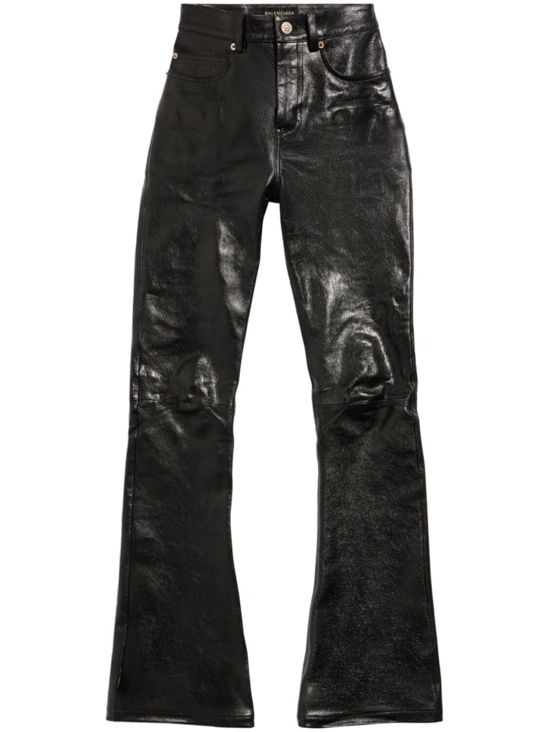 

Balenciaga кожаные брюки bootcut, черный