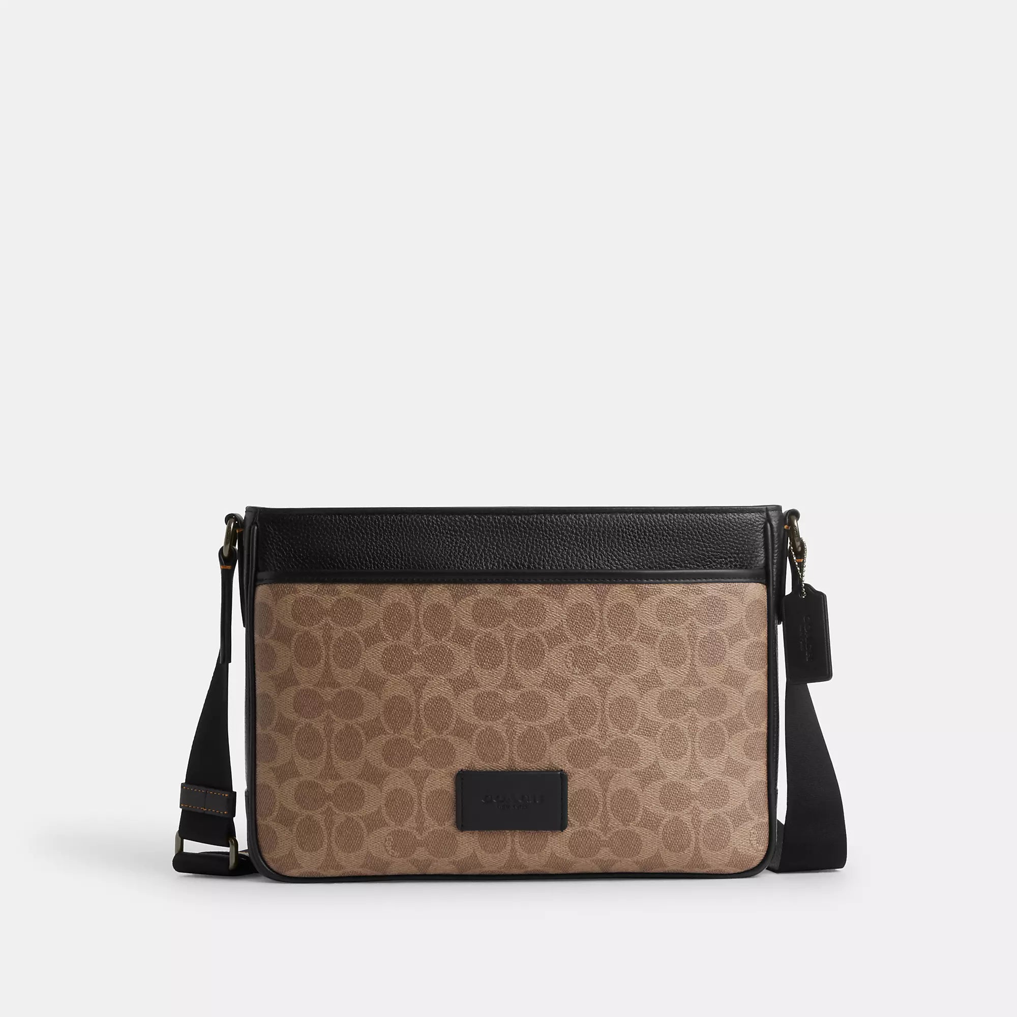 

Сумка через плечо Coach Outlet District из фирменной ткани, светло-коричневый/черный