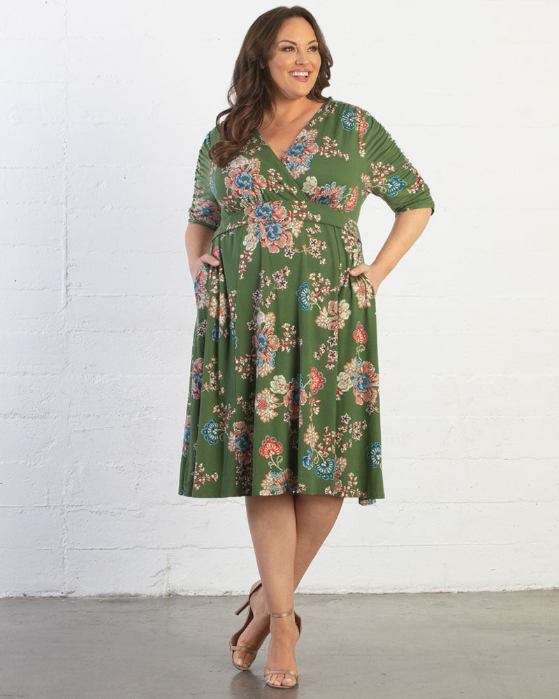 

Платье Габриэлла Kiyonna, цвет olive floral print