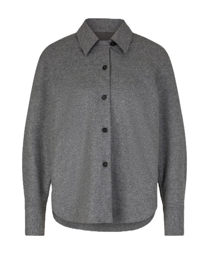 

Серая шерстяная трикотажная рубашка со спущенными плечами Windsor, серый