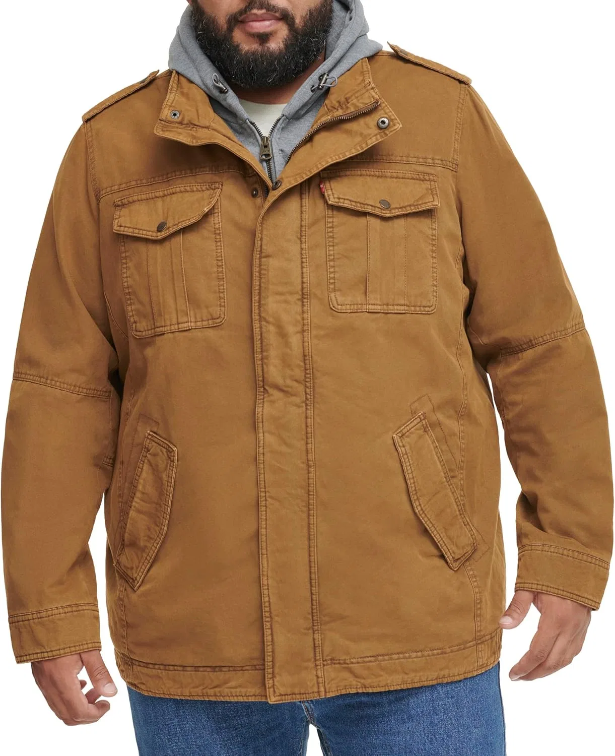 Куртка военная из хлопка Levi's, коричневый Worker Brown/Sherpa Lined — фото 4