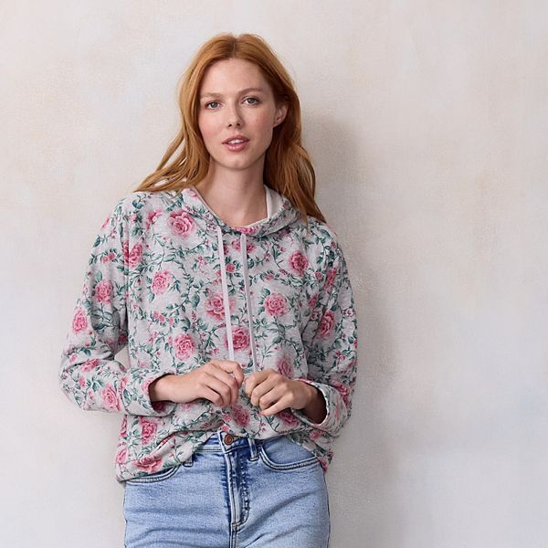 

Худи с длинным рукавом Petite Lc Lauren Conrad, Gray Rosalie Swirl