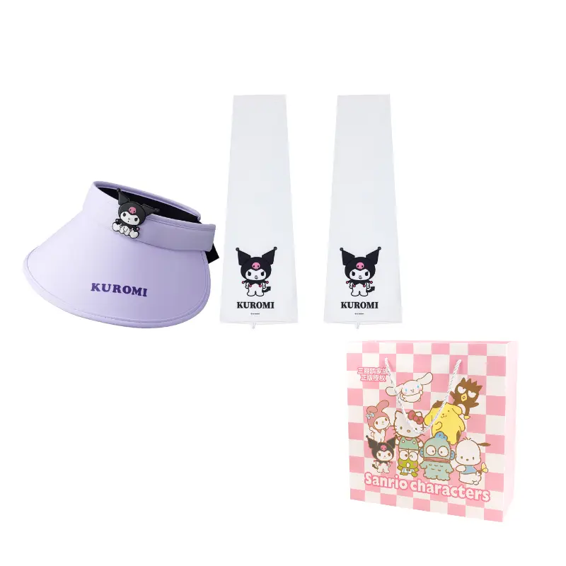 

Sanrio Куломская панама из полиамида унисекс, Kuromi Visor Sun Protection Hat+Cooling Arm Sleeves