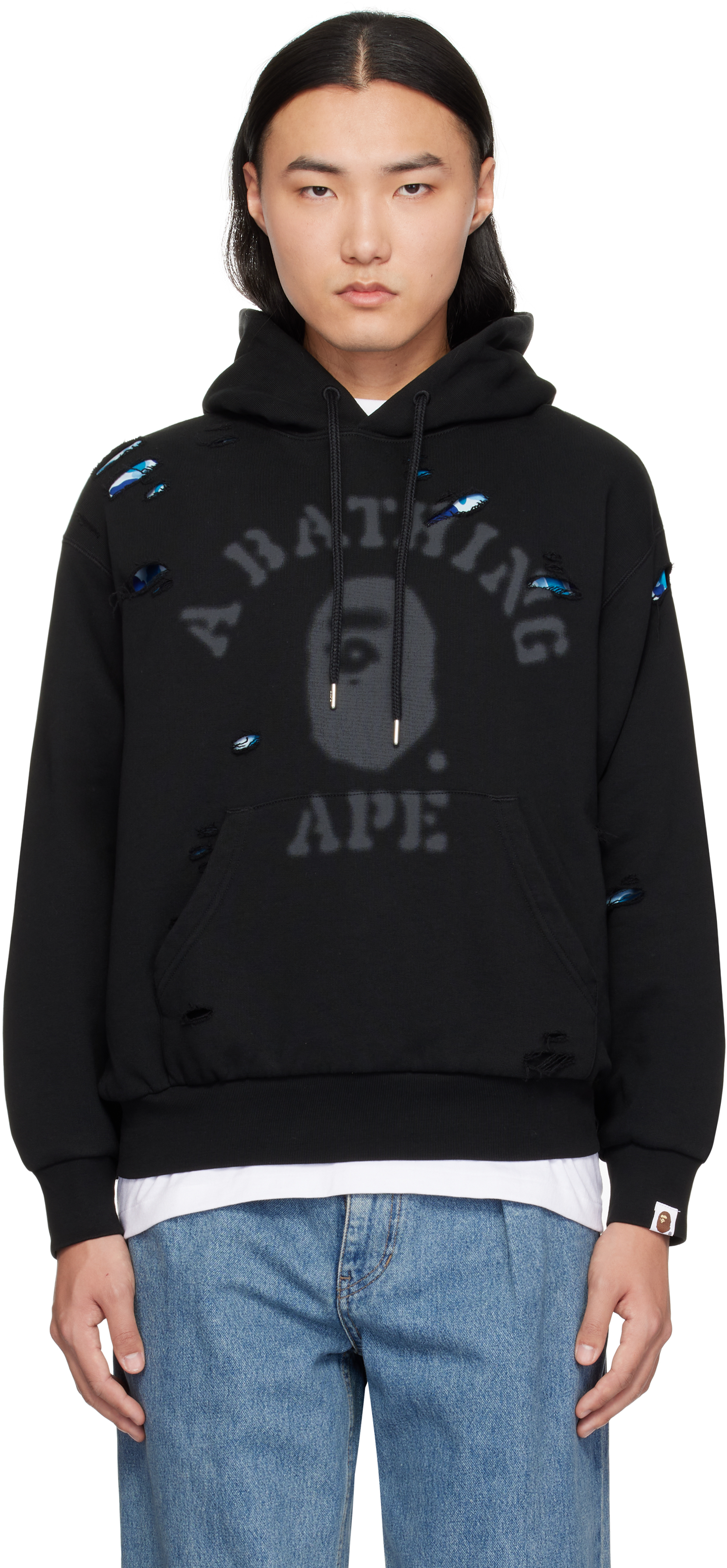 

Разрушенная толстовка с капюшоном колледжа BAPE