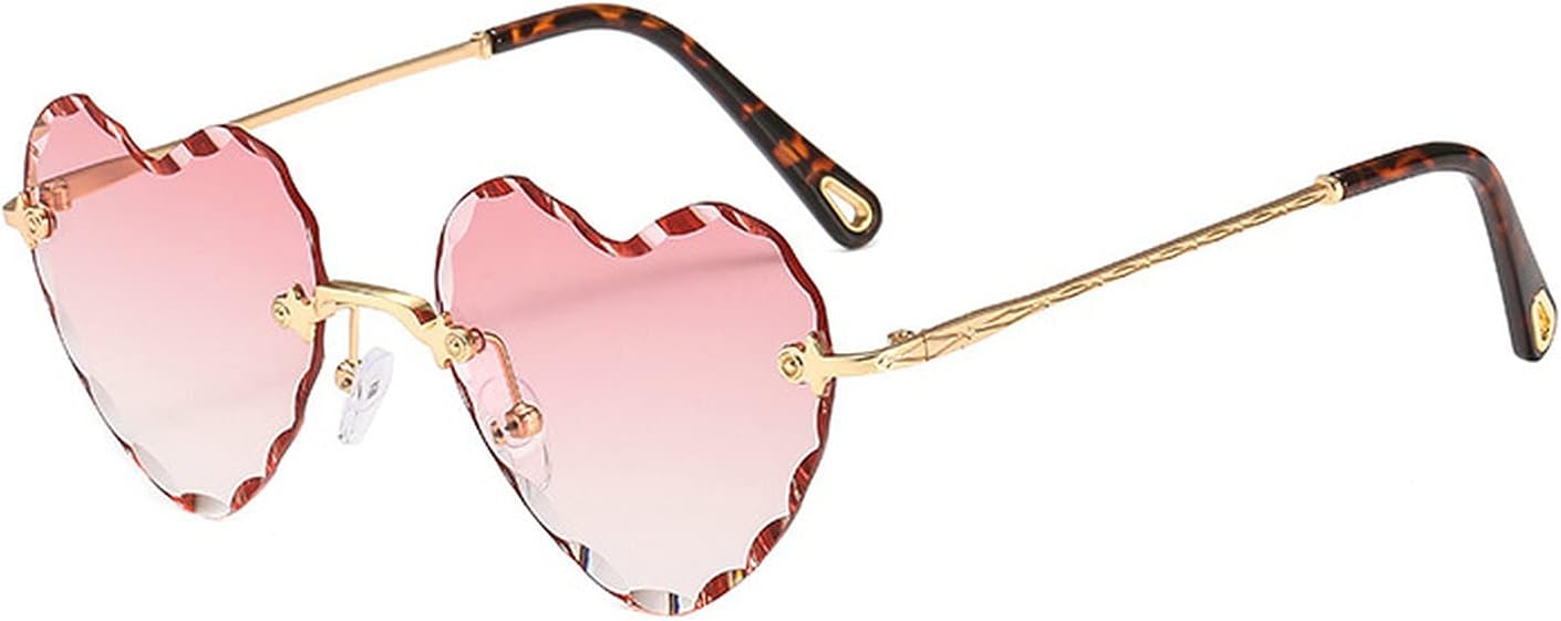 

Солнцезащитные очки COTIA в форме сердца, без оправы, очаровательные солнцезащитные очки с градиентными линзами в форме сердца, безрамочные, с волнообразными линзами, женские, с защитой от УФ-излучения UV400, Pink