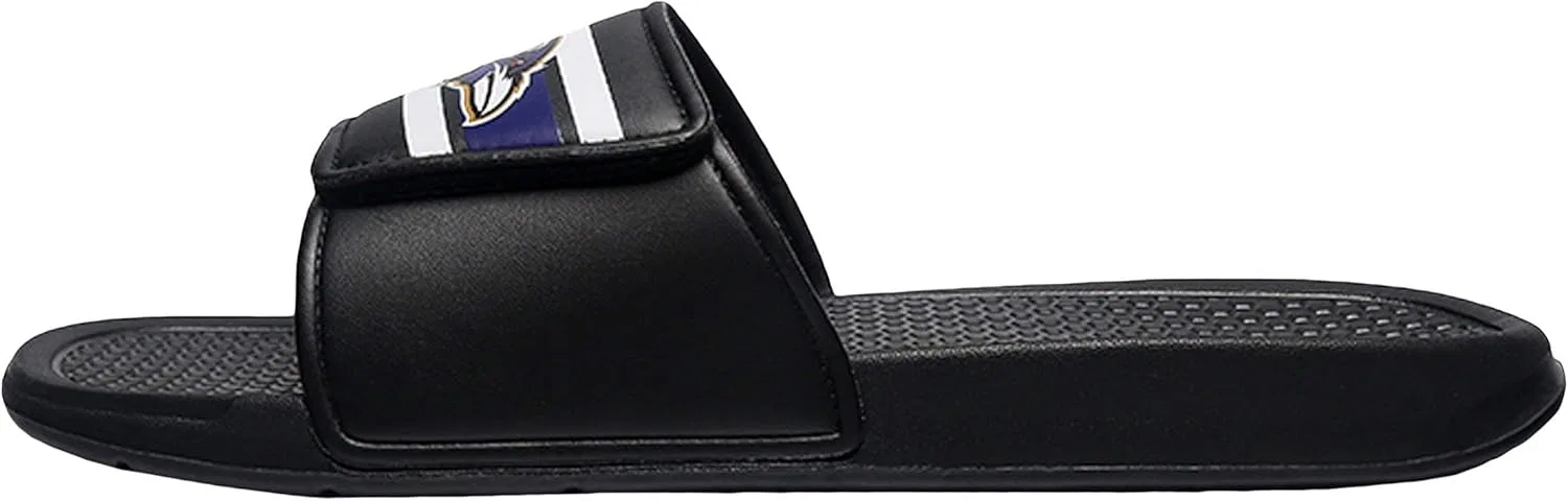 Мужские спортивные тапочки FOCO Legacy Velcro Sport Slide New York Giants Legacy Sport с застежкой-липучкой - размер Large, Black Legacy Stripe
