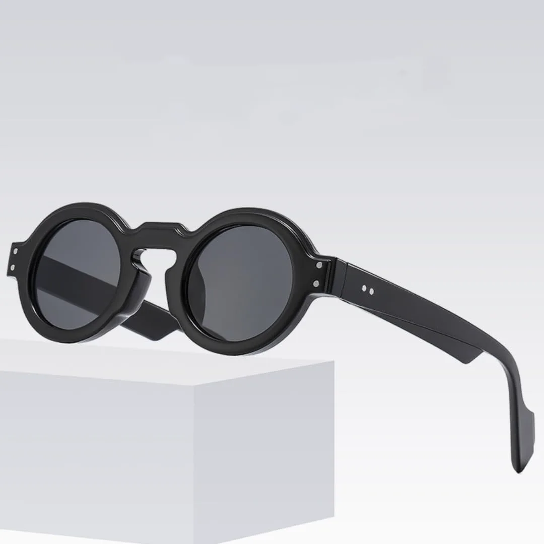 

Круглые солнцезащитные очки для женщин и мужчин в стиле панк, двухцветные, ретро, ​​с заклепками, модные, с защитой от УФ-излучения UV400 HHZZYVY, Black Brown