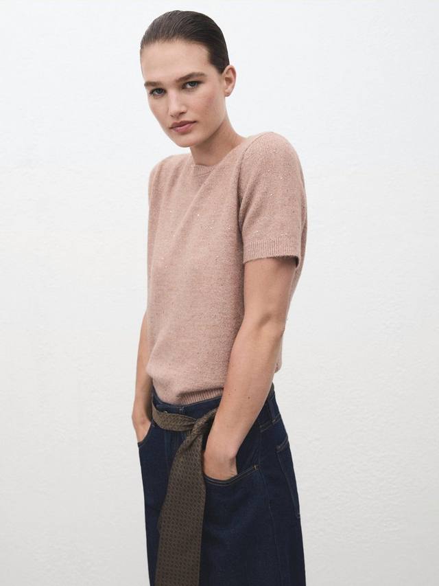 

Футболка Cabildo вязаная Mango, Light Pink