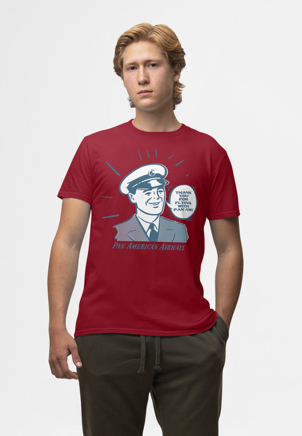 

Футболка с принтом THANK YOU FOR FLYING WITH PAN AM Henry Tiger, бургундия