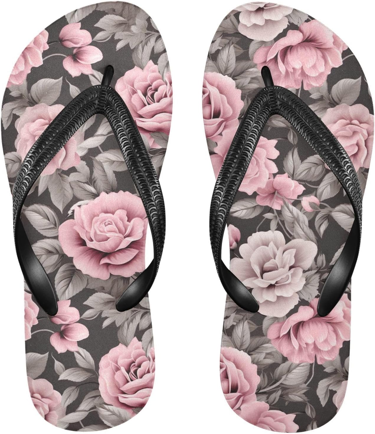 

SPRIPORT Женские и мужские тонкие шлепанцы с акварельным цветочным принтом, удобные повседневные вьетнамки с мягкой стелькой и нескользящей резиновой подошвой, летние пляжные сандалии для прогулок, Multicoloured