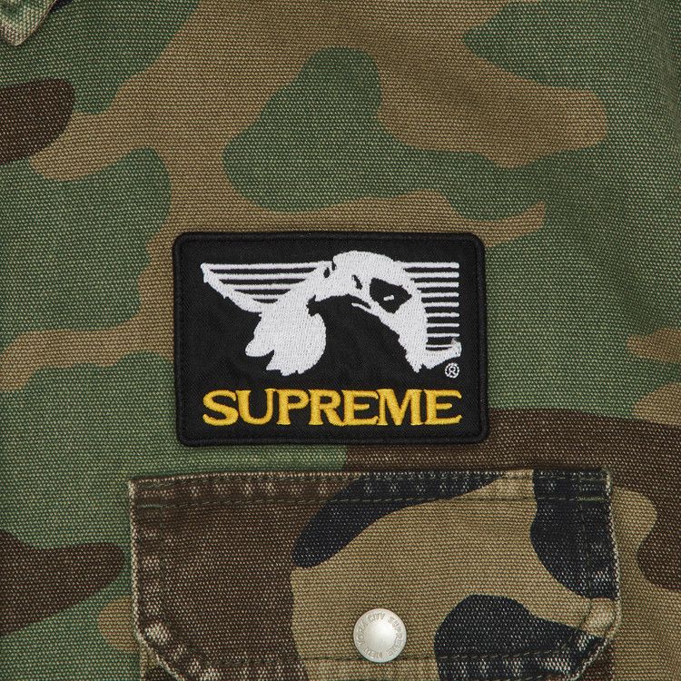 Рубашка Supreme Patches Hooded Zip Up Shirt, Woodland Camo — фото 3