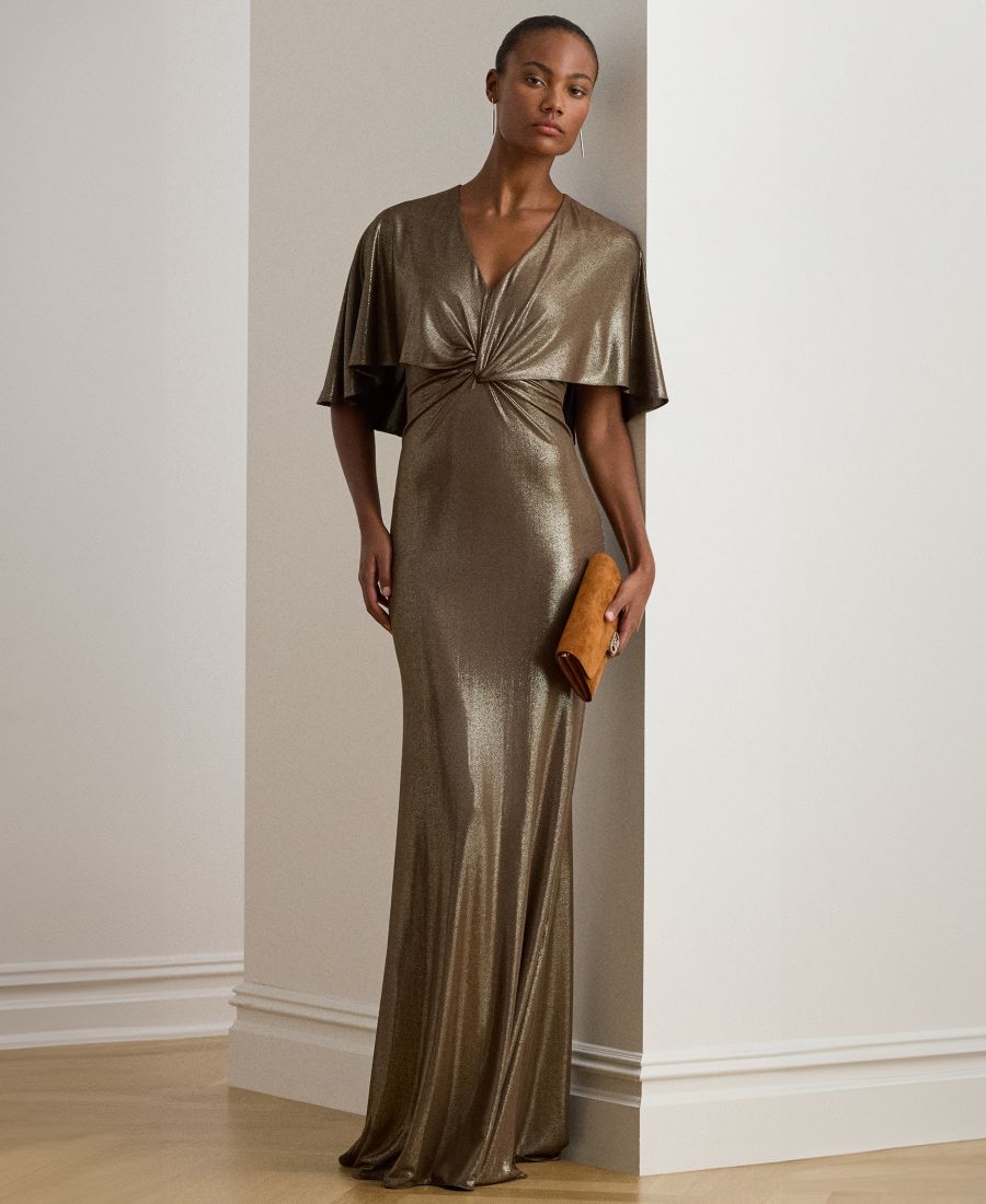 

Женское платье-накидка с перекрученным передом Lauren Ralph Lauren, Dark Taupe/Light Gold Foil