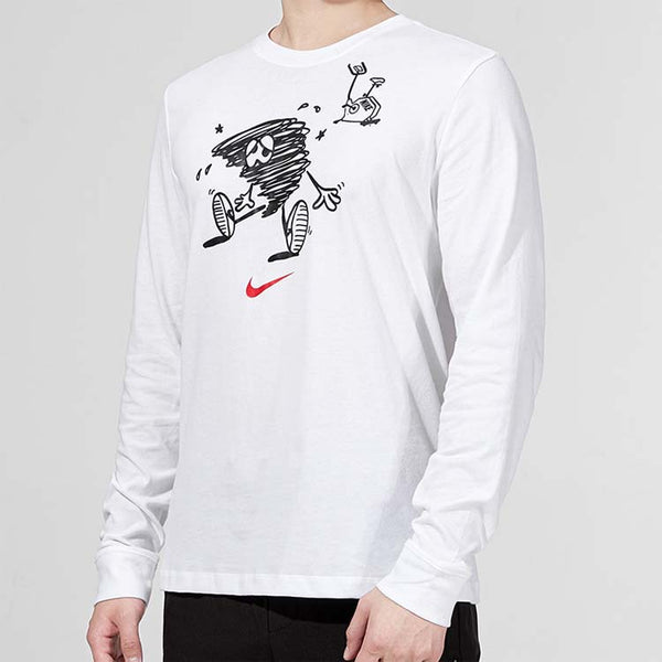 Футболка men's training athleisure casual sports long sleeves round neck white t-shirt Nike, белый — фото 4