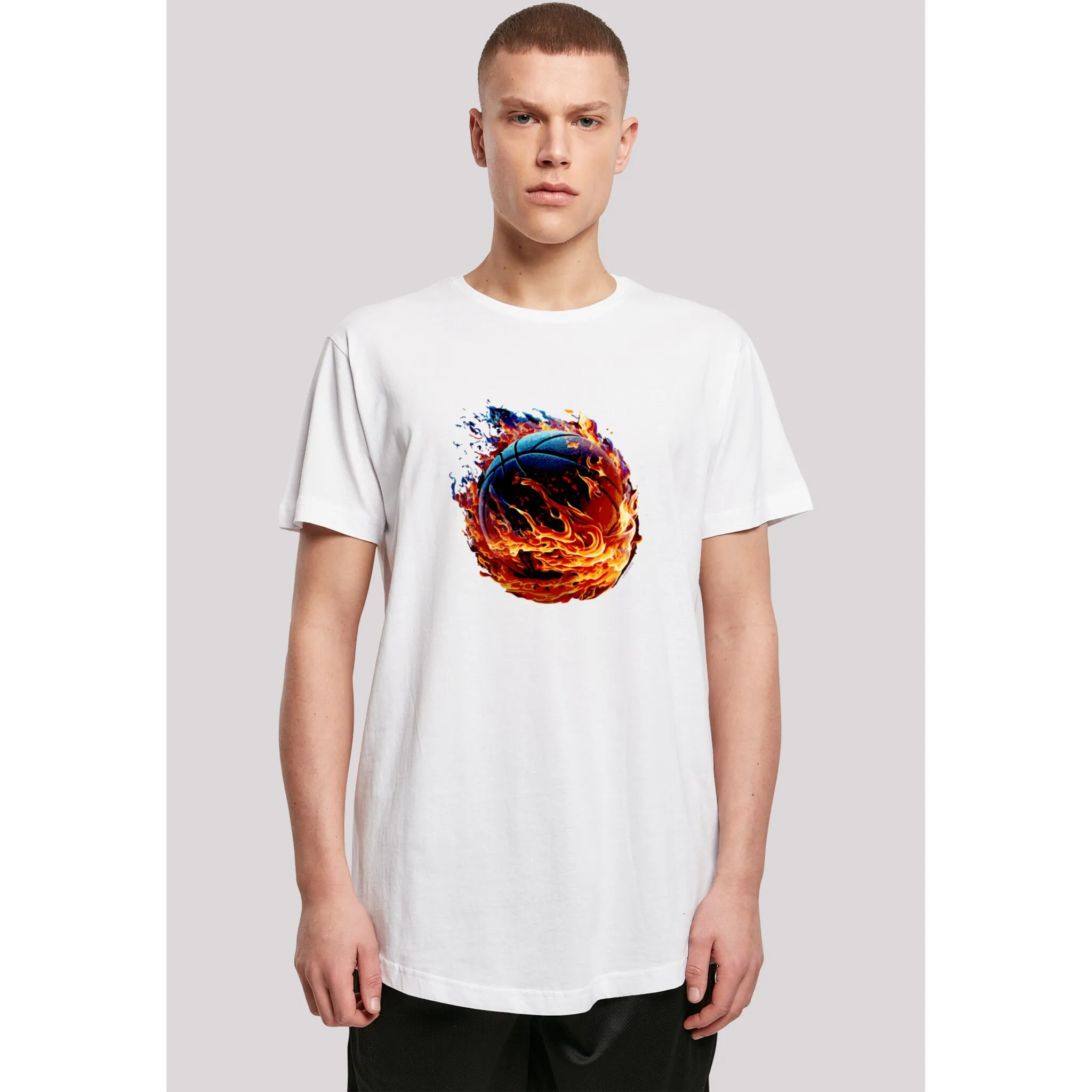 

F4NT4STIC Футболка "Basketball On Fire Sport LONG", принт, белый