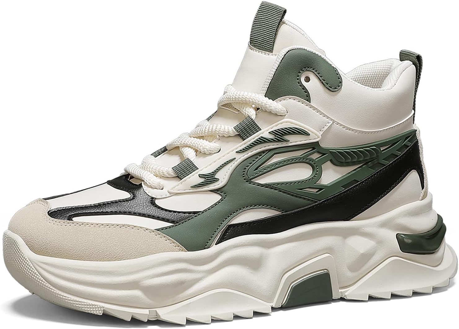 

Мужские модные кроссовки высокие для ходьбы, спортивные и повседневные кроссовки, массивные кроссовки для мужчин Spwagym, зеленый