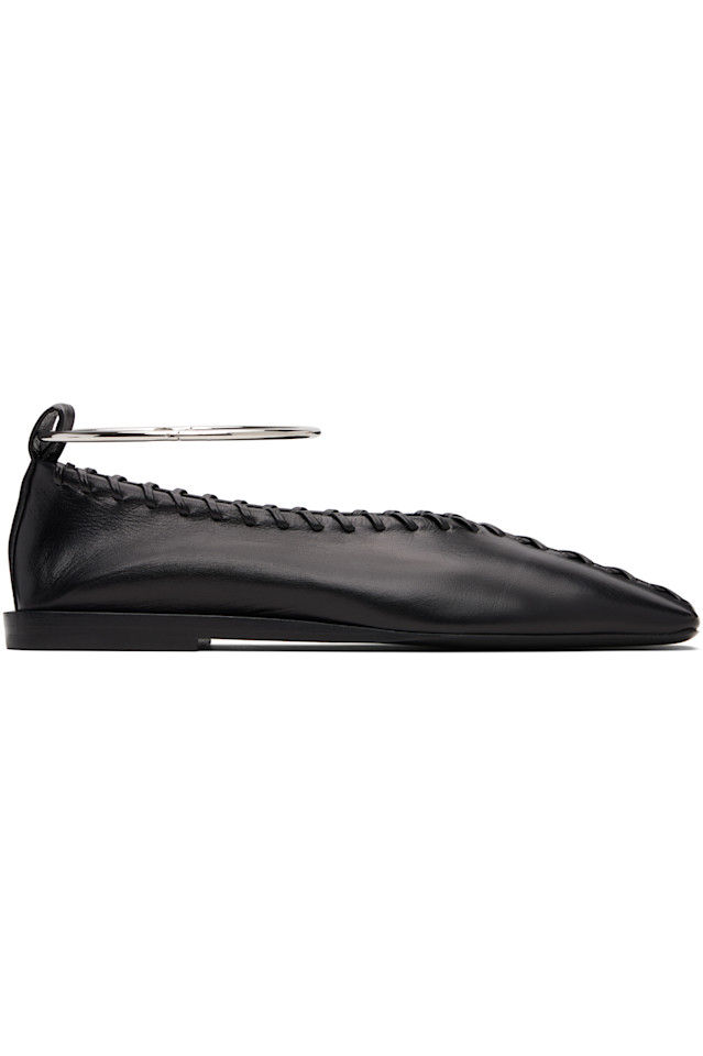 Jil Sander Черные балетки с кольцами