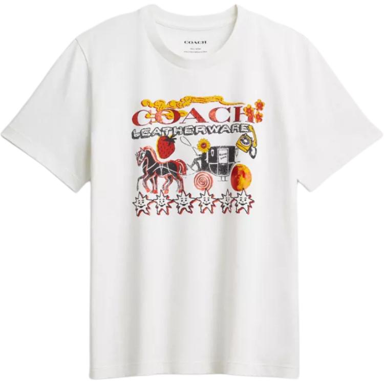 

Футболка с рукавом дроп-шолдер для женщин FW25 COACH, белый