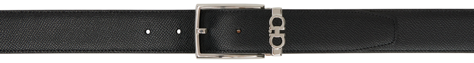 

Двусторонний пояс Gancini черного и коричневого цвета Ferragamo, Black/Testa di moro