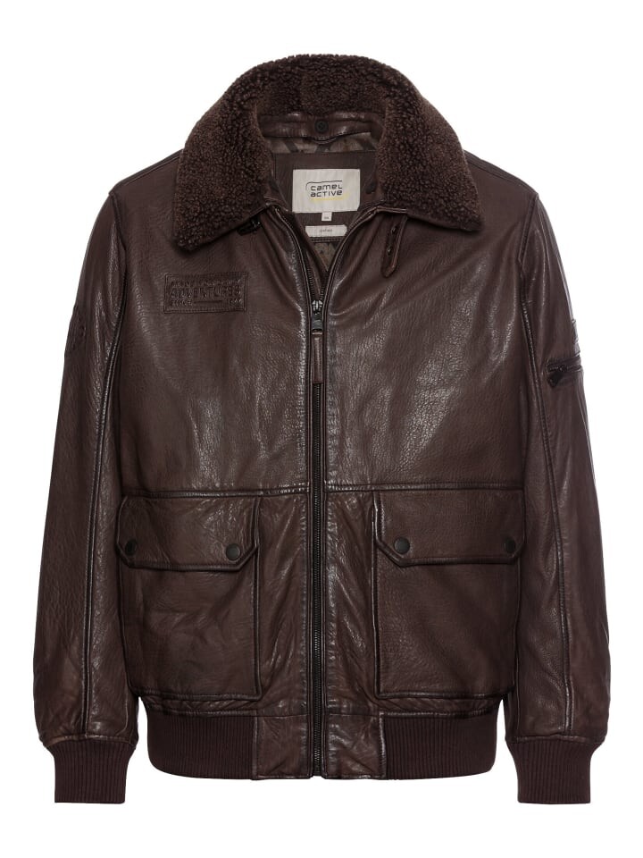 

Кожаная куртка Camel Active miabnehmbarem Kragen, темно-коричневый