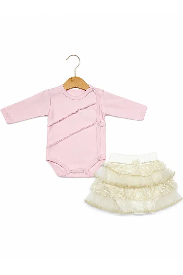 Детский комплект для девочек хлопковый Basics Kardeşler Bebe, Pink-Beige