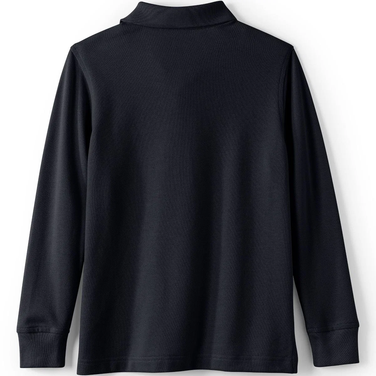Детское поло для девочек с длинным рукавом School Uniform Mesh Polo Shirt Lands' End, Black — фото 3