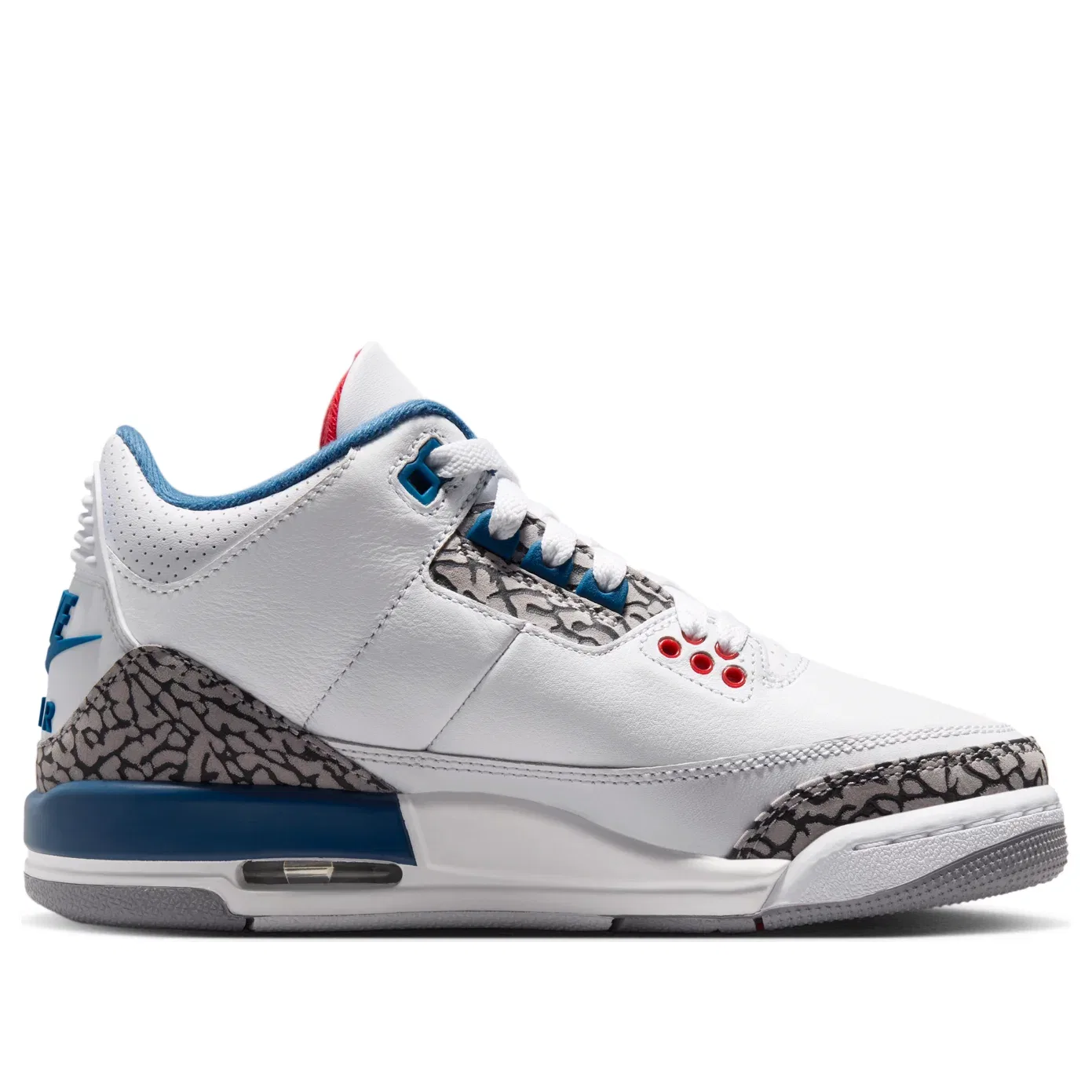 Детские кроссовки с кожаным верхом Air Jordan 3 Retro True Blue, белый — фото 2
