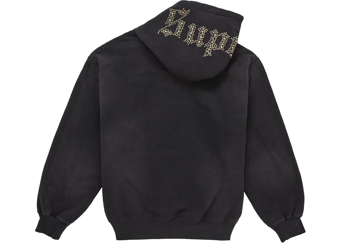Мужская худи с принтом Supreme Overdyed Studded Hooded Sweatshirt, Black — фото 2