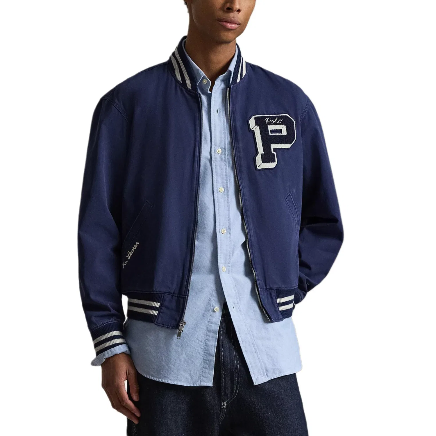 Мужская бейсбольная куртка с эмблемой Polo Ralph Lauren, Marine Blue — фото 3
