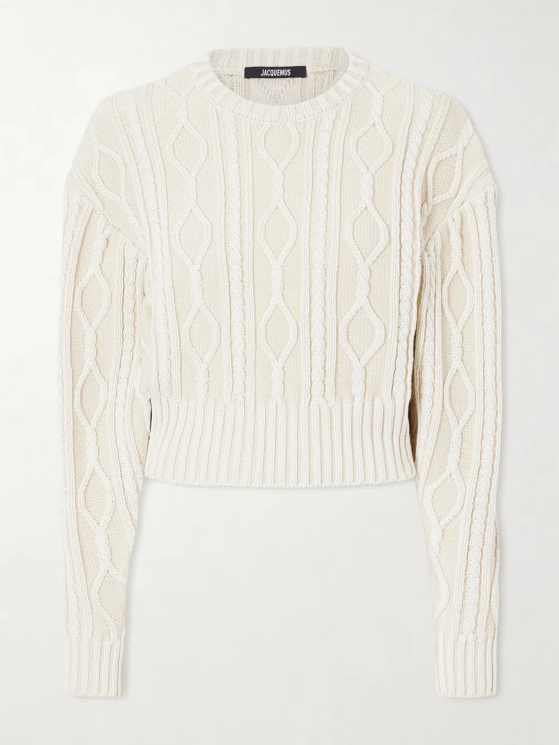 Хлопковый свитер крупной вязки Amelo Jacquemus, слоновая кость